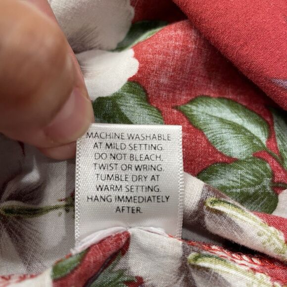 Go Barefoot Mens Button Up Short Sleeve Hawaii Floral Red- L - Picture 10 of 11